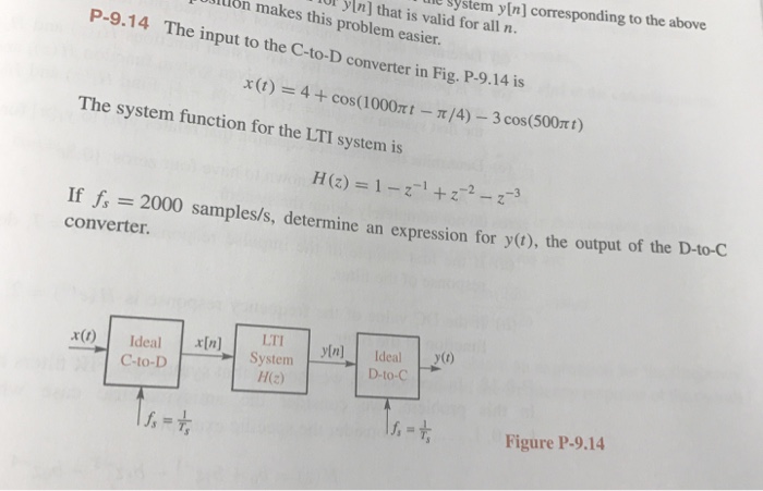 Solved The Input To The C To D Converter In Fig P 9 14 I Chegg Com