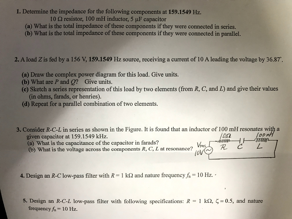 Solved 3 Consider R C L In Series As Shown In The Figure Chegg Com