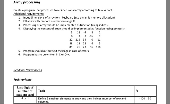 Solved Array Processing Create A Program That Processes T Chegg Com