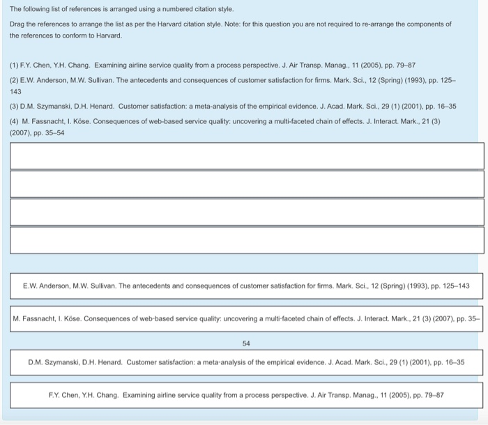 Solved The Following List Of References Is Arranged Using Chegg Com