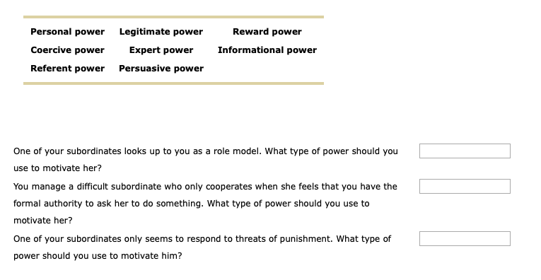 Solved: Use Your Knowledge Of Position Power To Select The ...