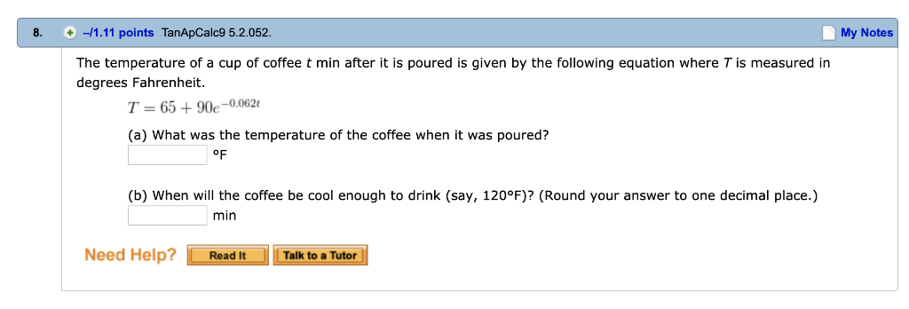 Solved 1 11 Points Tanapcalc9 5 2 052 My Notes The Tempe Chegg Com