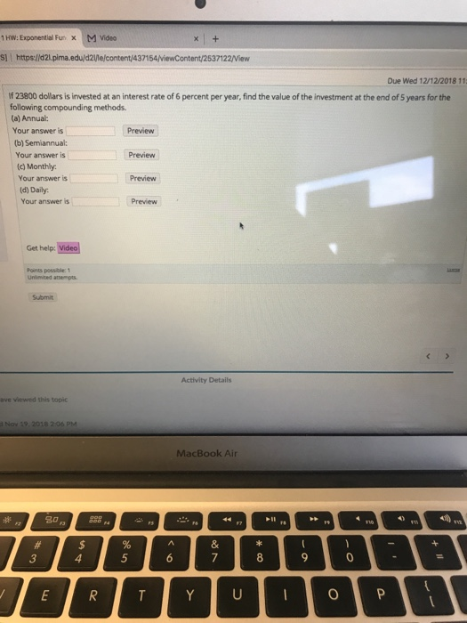 Solved 1 Hw Exponential Fun X M Video Due Wed 12 12 2018 - 