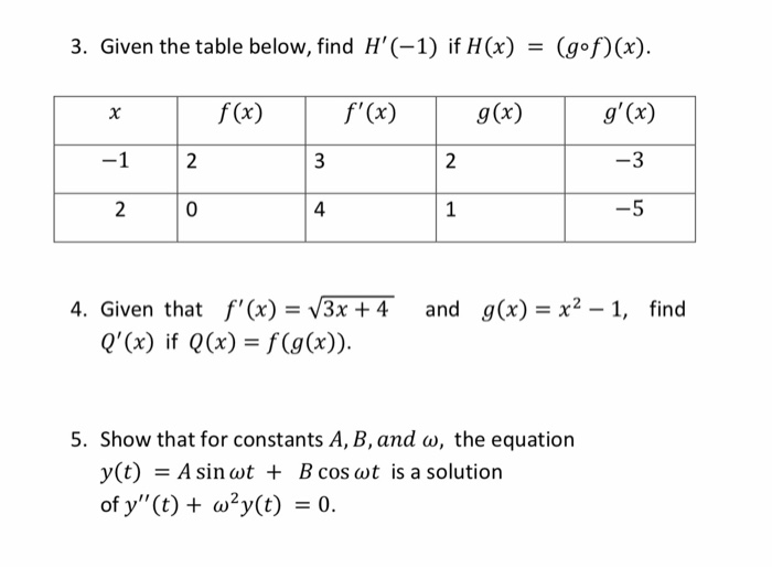 Solved 3 Given The Table Below Find H 1 If H X Go Chegg Com