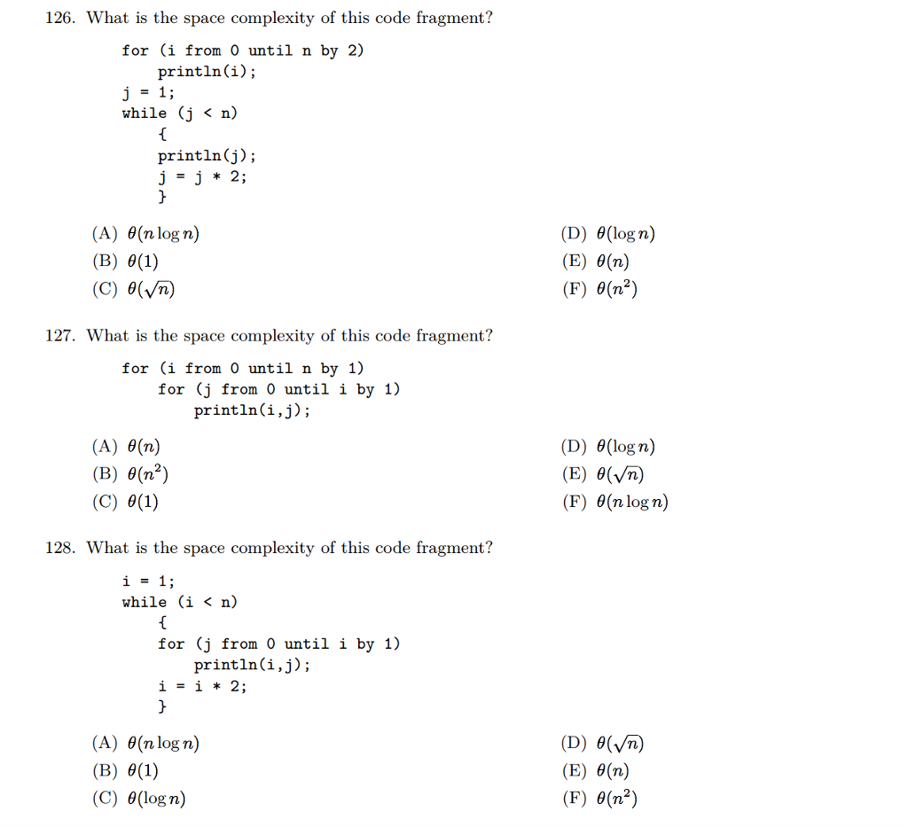 Solved 1 What Is The Time Complexity Of This Code Chegg Com