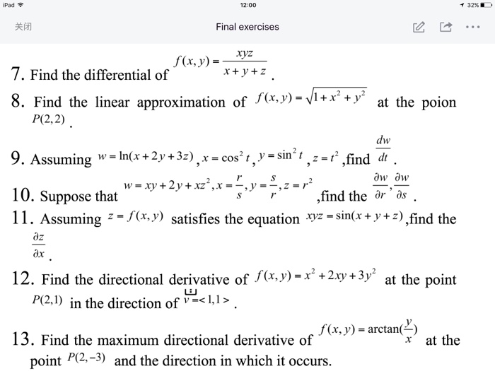 Solved Find The Differential Of F X Xyz X Y Z Find Chegg Com