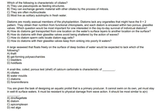 Solved Which Of The Following Is Characteristic Of Ciliates? | Chegg.com Solved Which Of The Following Is Characteristic Of Ciliates? | Chegg.com