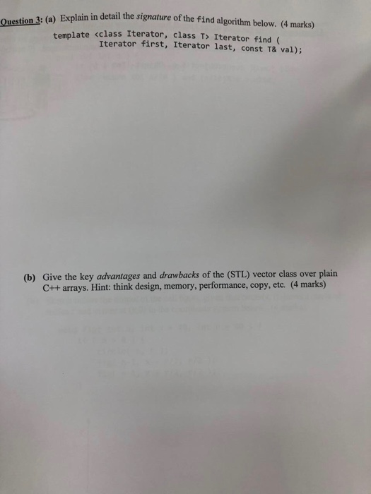 Solved Explain In Detail The Signature Of The Find Algori Chegg Com