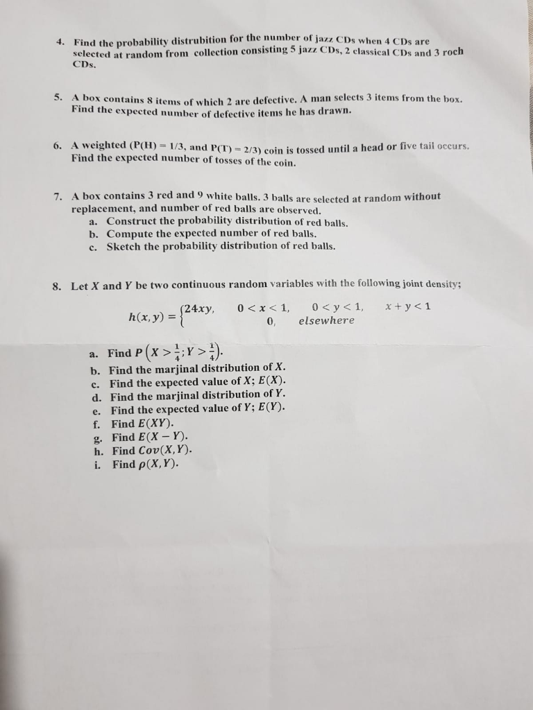 Solved 4 Find The Probability Distrubition For The Numbe Chegg Com