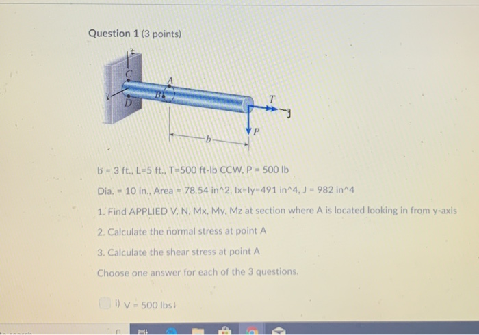 Solved B 3 Ft L 5 Ft T 500 Ft Lb Ccw P 500 Lbdia Chegg Com