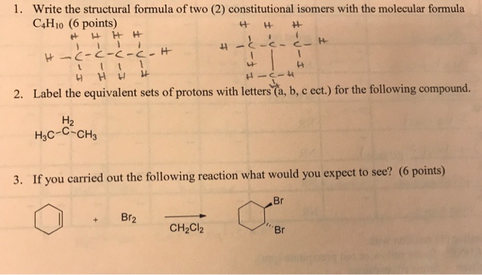 1- Write the structural formula of two (2) constitutional isomers with the ...