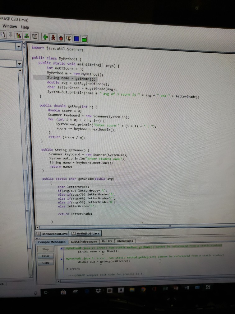 Solved Rasp Csd Java Window Help Import Javautilscanner Public Class Mymethodl F Public Static Vo Q