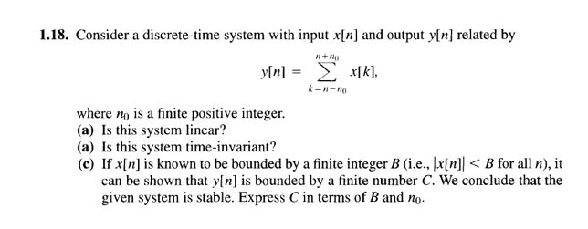 1 18 Consider A Discrete Time System With Input Xln Chegg Com