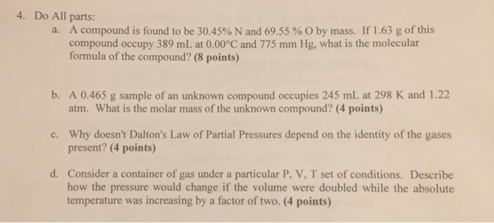 Solved 4 Do All Parts A Compound Is Found To Be 30 45 Chegg Com