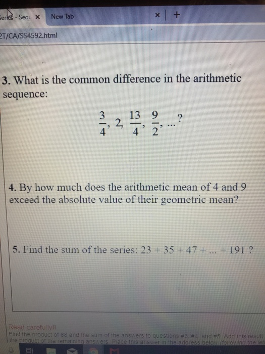 Solved Eries Seq New Tab T Ca Ss4592 Html 3 What Is The Chegg Com