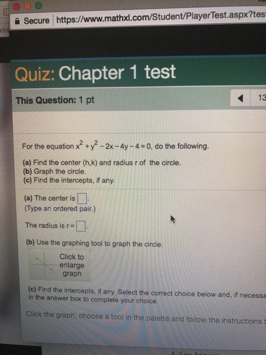 Solved For The Equation X 2 Y 2 2x 4y 4 0 Do T Chegg Com