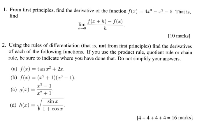 Solved 1 From First Principles Find The Derivative Of The Chegg Com Solved 1 From First Principles Find The Derivative Of The Chegg Com