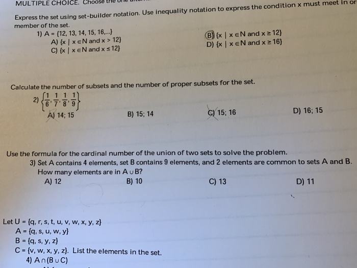 Solved Express The Set Using Set Builder Notation Use In Chegg Com