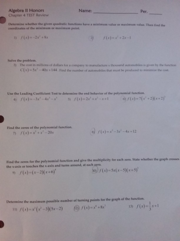 Graph The Polynomial Function Al Deseribe End Beha