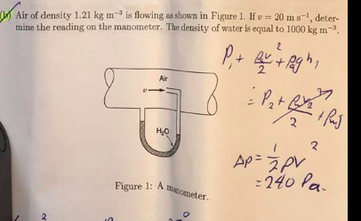 Solved Air of density 1.21 kg m?3 is flowing as shown in | Chegg.com