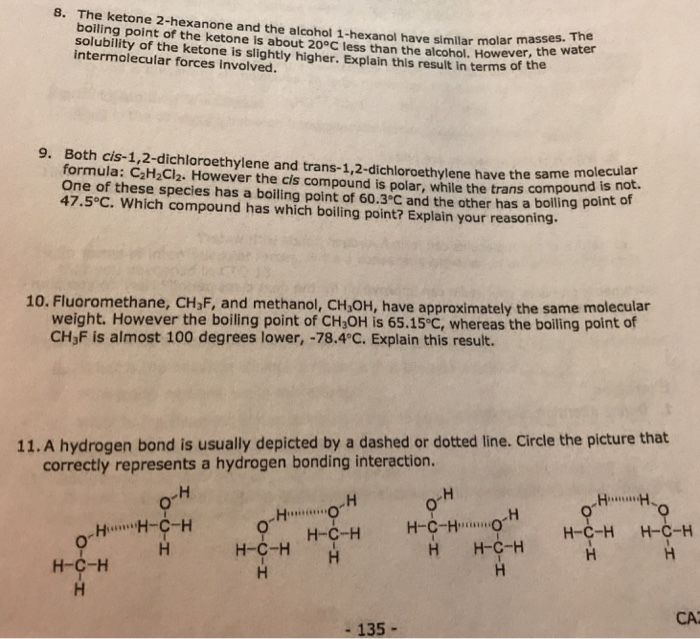 Solved E Ketone 2 Hexanone And The Alcohol 1 Hexanol Have Chegg Com