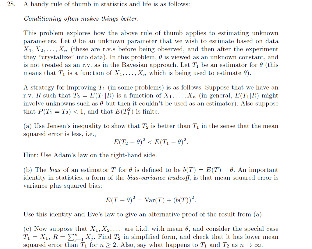 Solved 28 A Handy Rule Of Thumb In Statistics And Life I Chegg Com