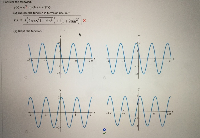 Solved Consider The Following G X V3 Cos 2x Sin 2x Chegg Com