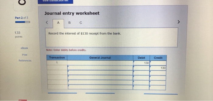 solved journal entry worksheet part 2 of 3 1 33 points chegg com