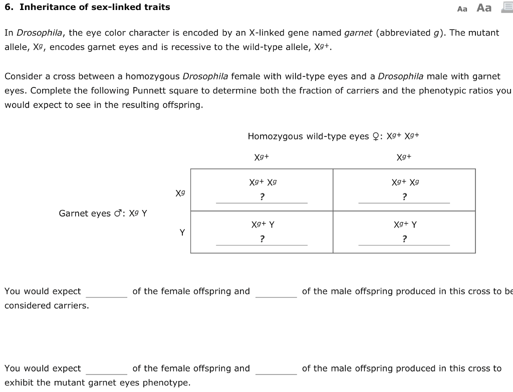 Solved 6. Inheritance of sex-linked traits Aa Aa In | Chegg.com