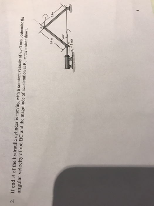 Solved 2 If End A Of The Hydraulic Cylinder Is Moving Wi Chegg Com