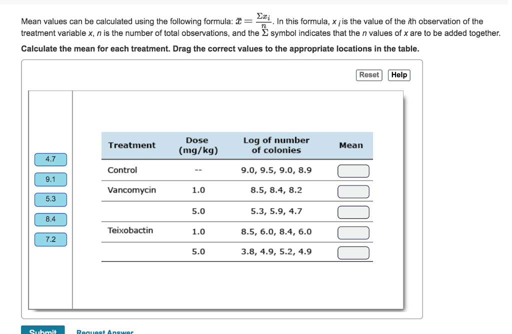 Solved: Mean Values Can Be Calculated Using The Following ...