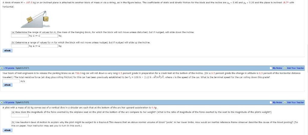 Solved A Hlock Of Mass M 107 0 Kg Nn An Ndinพ D Plane Ls Chegg Com