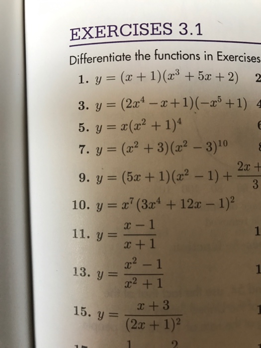 Solved Differentiate The Functions In Exercises Y X Chegg Com