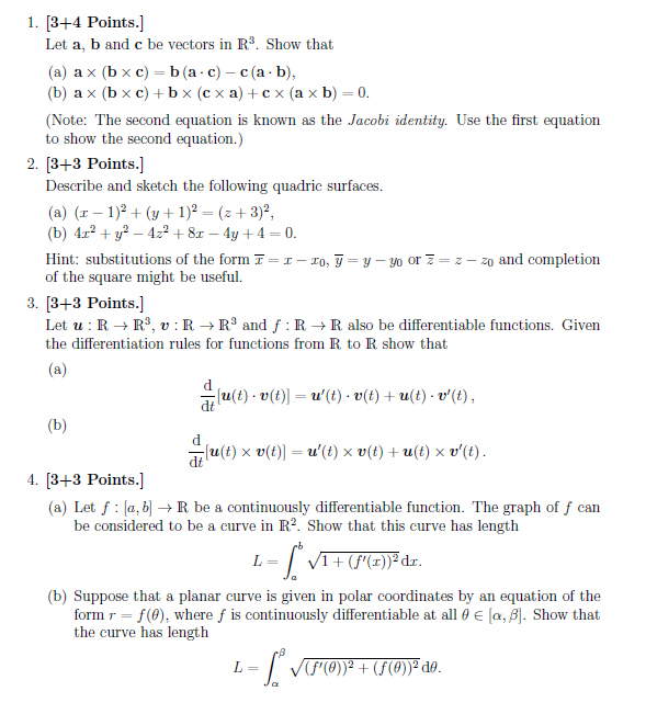 Solved 1 3 4 Points Let A B And C Be Vectors In R3 S Chegg Com