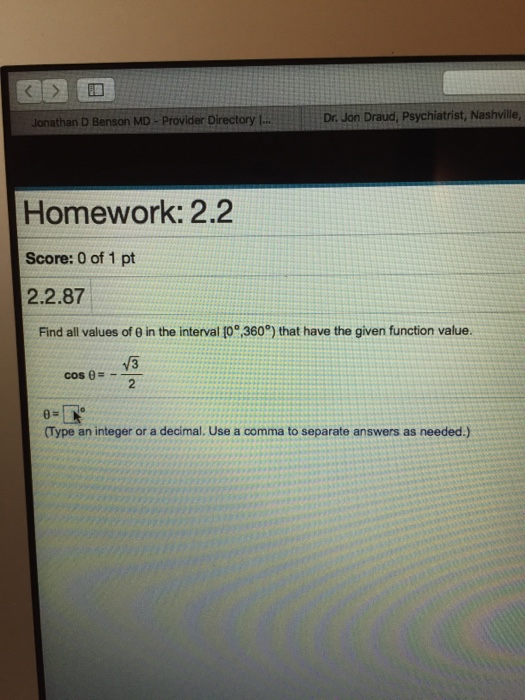 Solved Find All Values Of Theta In The Interval 0 Degree Chegg Com