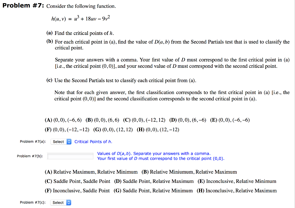 Solved Problem 7 Consider The Following Function H U Chegg Com