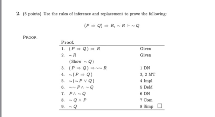 Solved 2. (5 points) Use the rules of inference and | Chegg.com