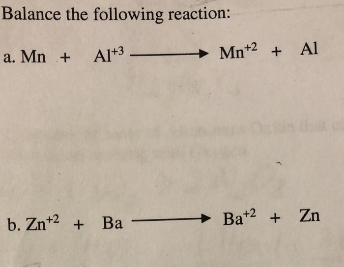 Balance the following reaction: