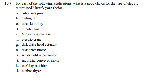 Solved 10 9 For Each Of The Following Applications What