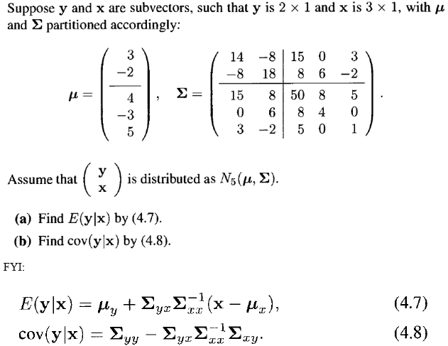 Suppose Y And X Are Subvectors Such That Y Is 2 X 1 Chegg Com