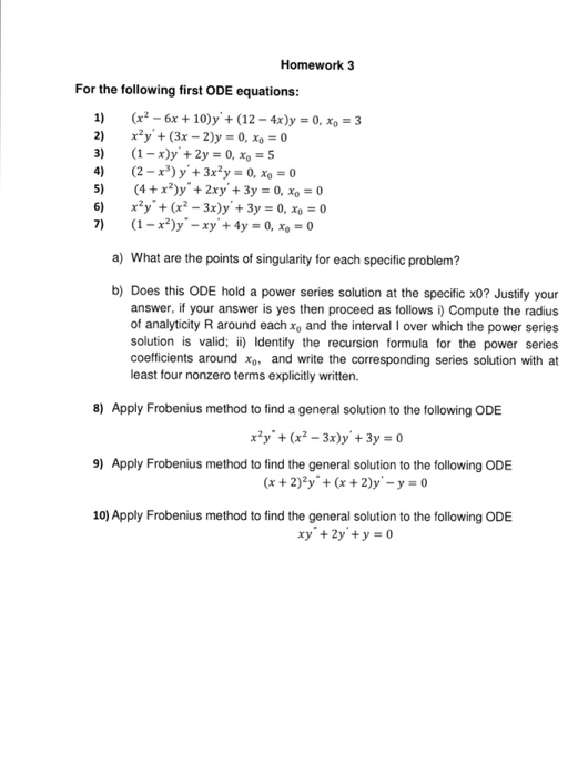 Solved For The Following First Ode Equations X 2 6x Chegg Com