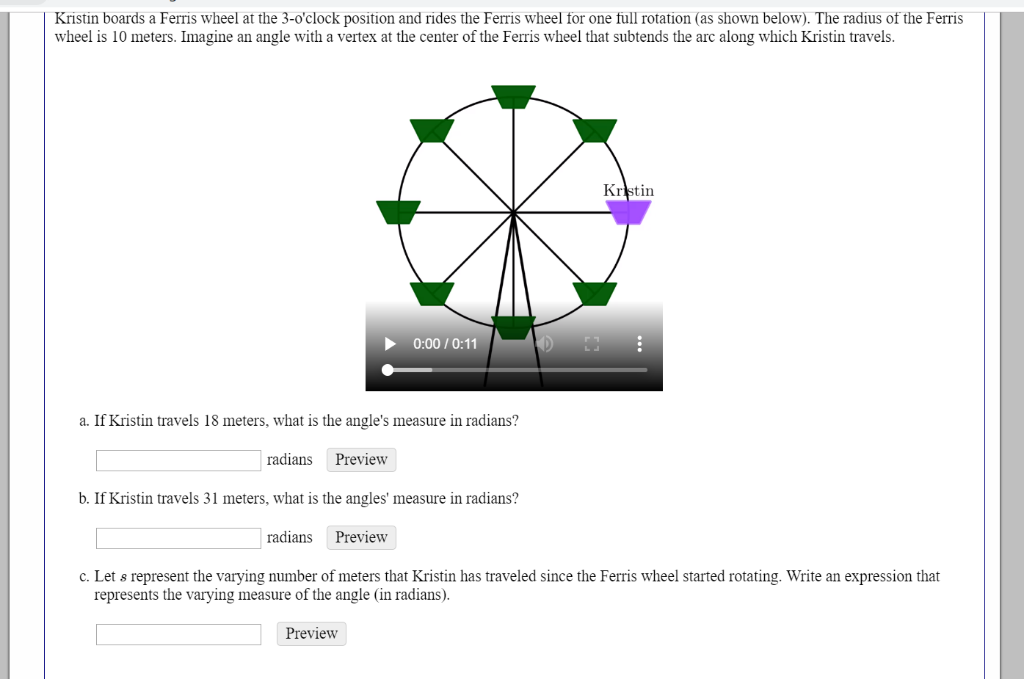 Kristin Boards A Ferris Wheel At The 3 O Clock Chegg Com