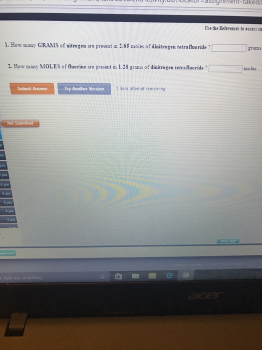 Solved How Many GRAMS Of Nitrogen Are Present In 2.65 Mol