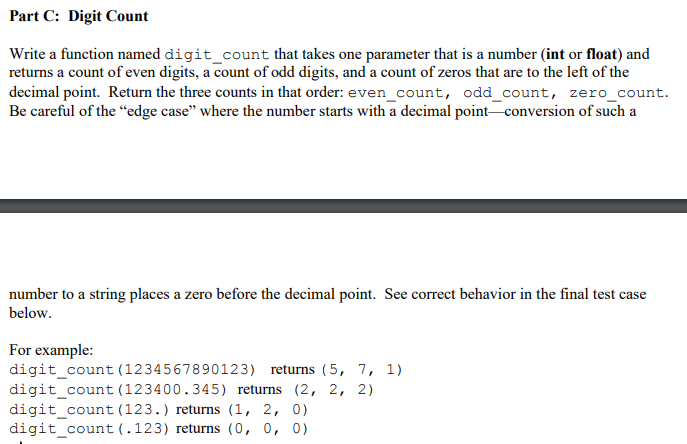 Solved Part C Digit Count Write A Function Named Chegg Com