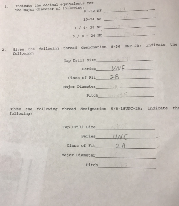 Solved 1 Indicate The Decimal Equivalents For The Major Chegg Com