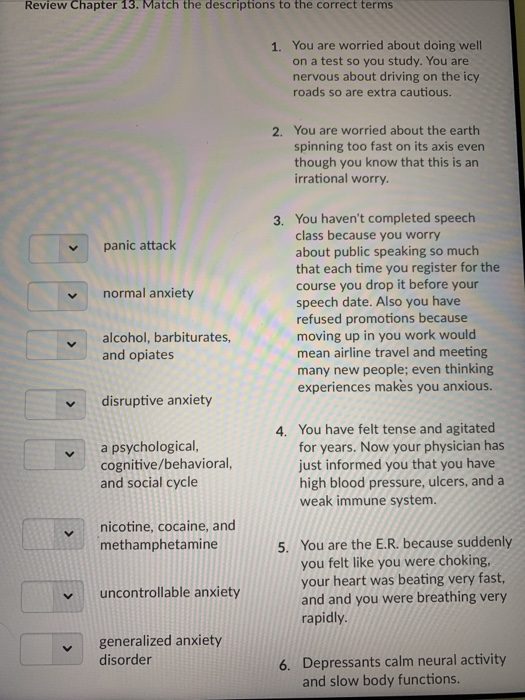 Solved Review Chapter 13. Match the descriptions to the | Chegg.com