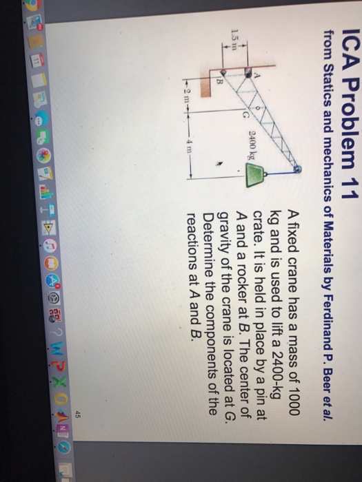 A Fixed Crane Has A Mass Of 1000 Kg And Is Used To Chegg 