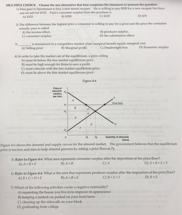 Solved Multiple Choice Choose The One Alternative That Be