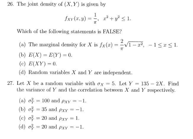 Solved 26 The Joint Density Of X Y Is Given By Which Chegg Com