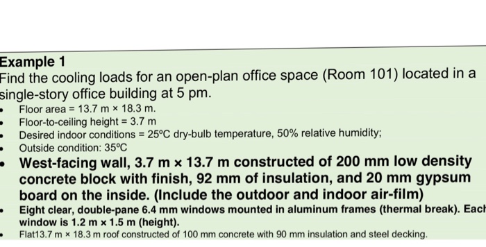 Solved Find The Cooling Loads For An Open Plan Office Spa